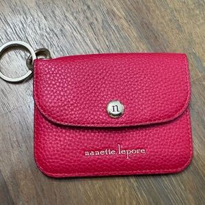 Nanette Lepore Red Faux Leather Keychain Pouch